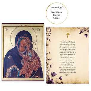 Mesa Tarjeta de oración Theotokos y Child Christ Pregan