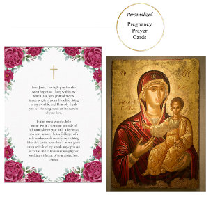 Mesa Tarjeta de oración Theotokos y Christ Child Pregan