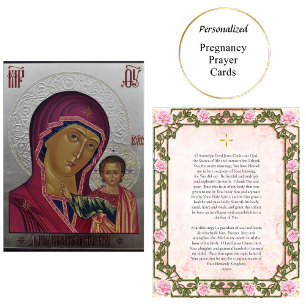 Mesa Tarjeta de oración Theotokos y Christ Child Pregan