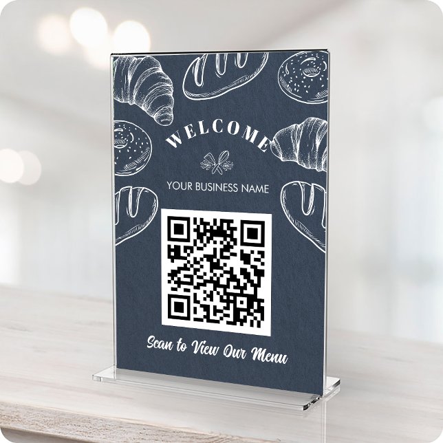 Mesa Tarjeta de panadería de menú de exploración de cód (Contactless QR Code ScanToOreder Menu Bakery Card)