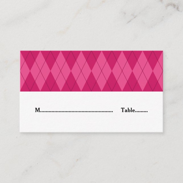 Mesa Tarjeta de plaza Boda Argyle rosa (Anverso)