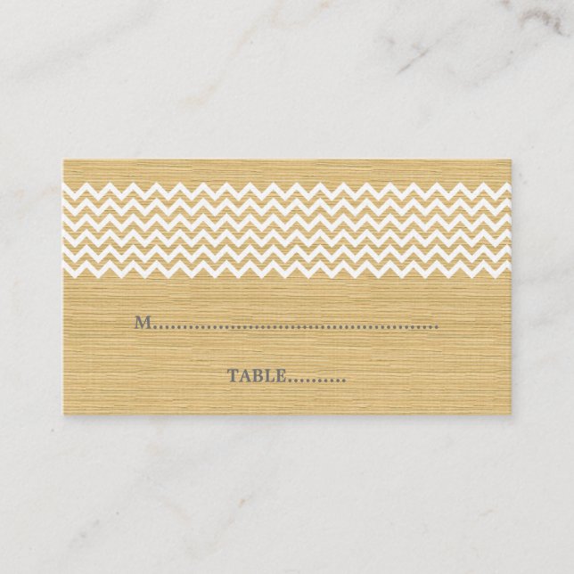 Mesa Tarjeta de plaza Boda de Ivory Rustic Chevron (Anverso)
