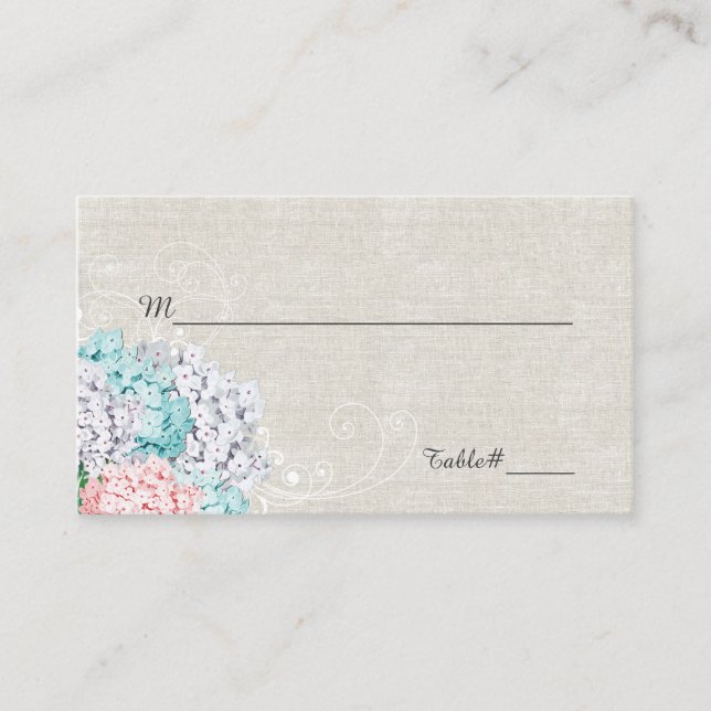 Mesa Tarjeta de plaza Boda de moda Hydrangeas (Anverso)