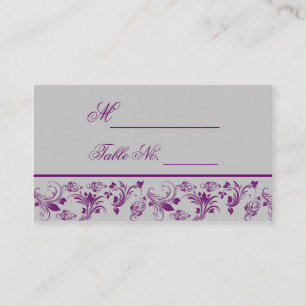 Mesa Tarjeta de plaza Boda de pergamino floral morado y