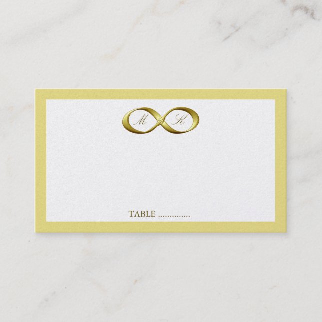 Mesa Tarjeta de plaza Boda Gold Golden Infinity Hand Cl (Anverso)