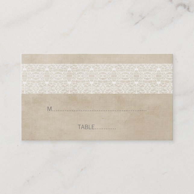 Mesa Tarjeta de plaza Boda Ivory Rustic Lace (Anverso)
