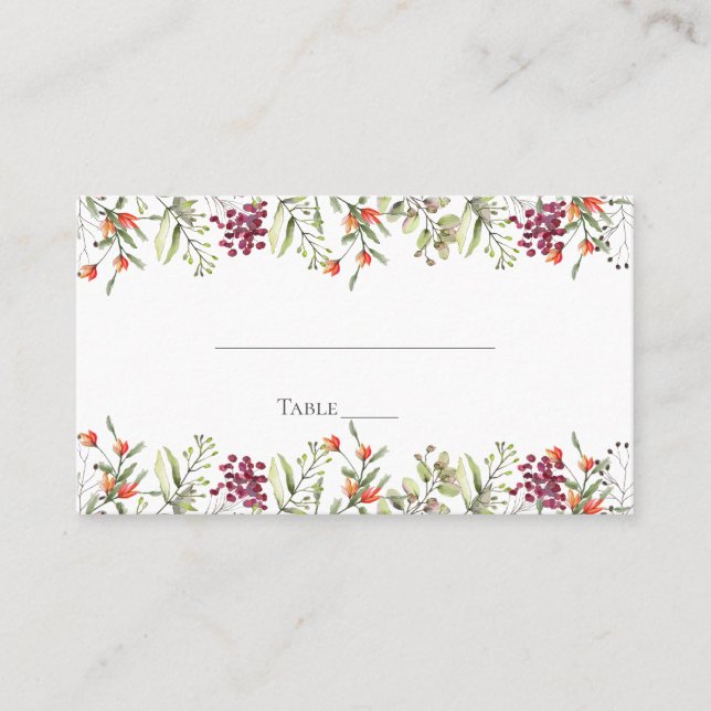 Mesa Tarjeta de plaza Boda Wildflower Meadow (Anverso)