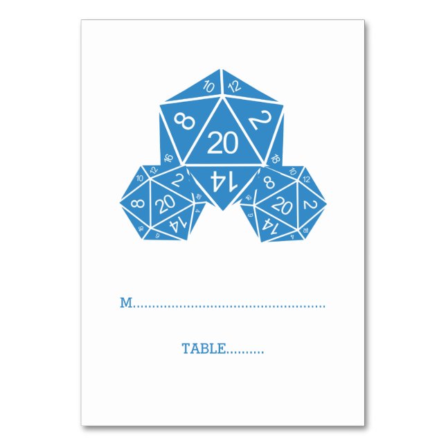 Mesa Tarjeta de plaza de dados azul D20 (Anverso)