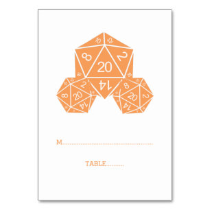 Mesa Tarjeta de plaza de dados del naranja D20