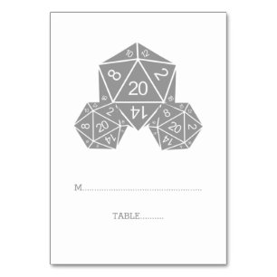 Mesa Tarjeta de plaza de dados gris D20