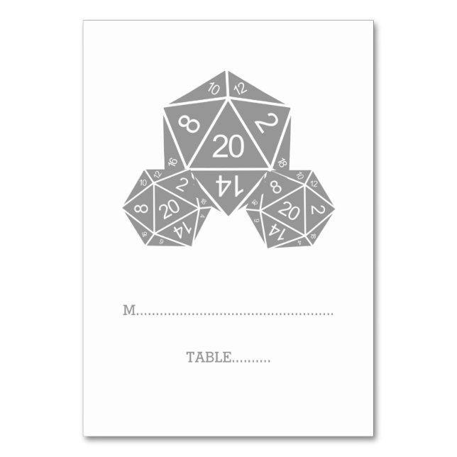 Mesa Tarjeta de plaza de dados gris D20 (Anverso)