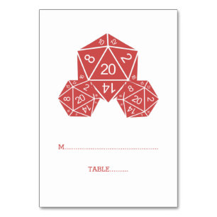 Mesa Tarjeta de plaza de dados roja D20