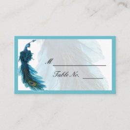 Mesa Tarjeta de plaza de la Pluma de pavo real azul ver