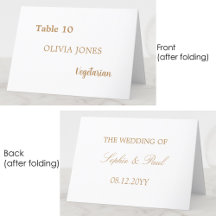 Tarjeta de plaza del Boda beige dorado individual