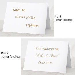 Mesa Tarjeta de plaza del Boda beige dorado individual