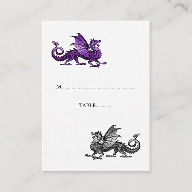 Mesa Tarjeta de plaza del Boda Purple Silver Dragon (Anverso)