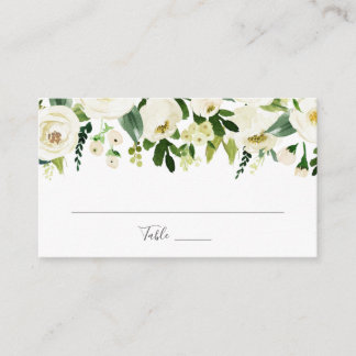 Mesa Tarjeta de plaza plana con Boda verde y flor blanc
