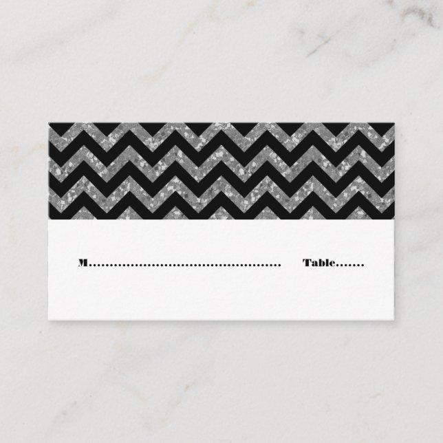 Mesa Tarjeta de plaza Purpurina Silver Chevron (Anverso)