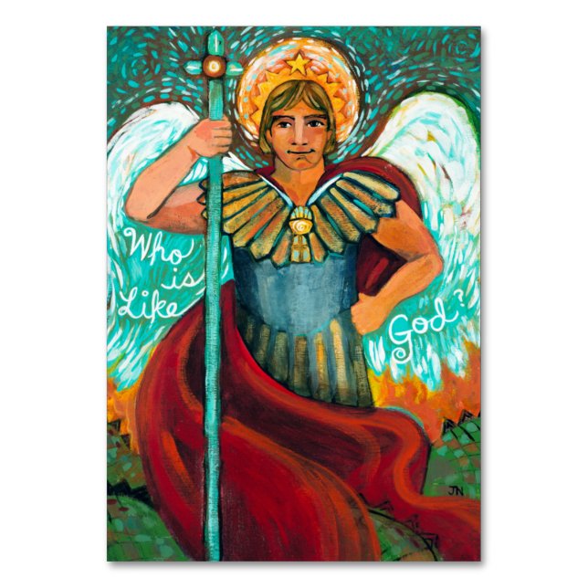 Mesa Tarjeta de plegarias St. Michael Archangel del per (Anverso)