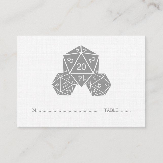Mesa Tarjeta de posición Boda Gray D20 Dice (Anverso)