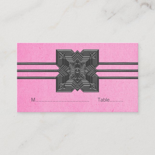 Mesa Tarjeta de posición de borde de medallón rosa (Anverso)
