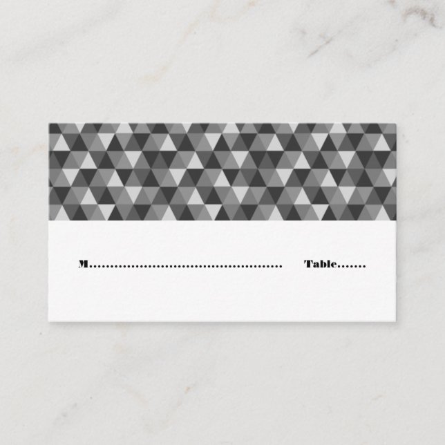 Mesa Tarjeta de posición de triángulos geométricos gris (Anverso)