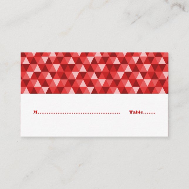 Mesa Tarjeta de posición de triángulos geométricos rojo (Anverso)