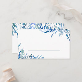 Mesa Tarjeta de posición en blanco de hojas azules