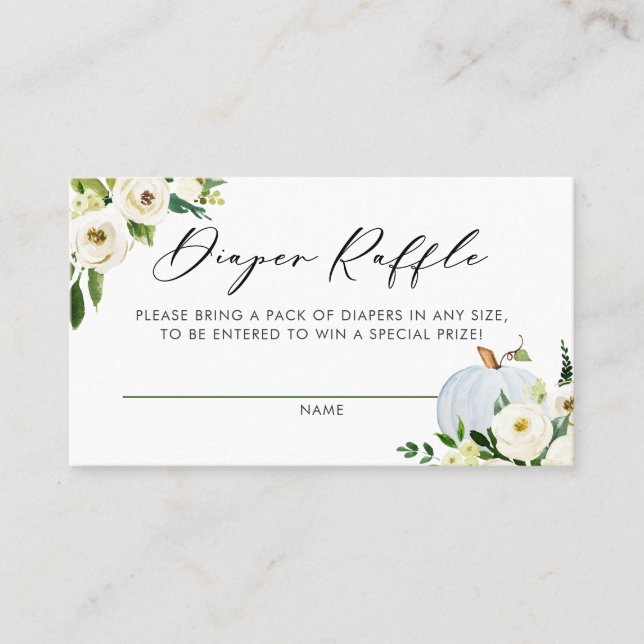 Mesa Tarjeta de Raffle de Diaper Baby Shower Cumpkin Az (Anverso)