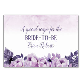 Mesa Tarjeta de receta | Acuarela Morado Floral Elegant