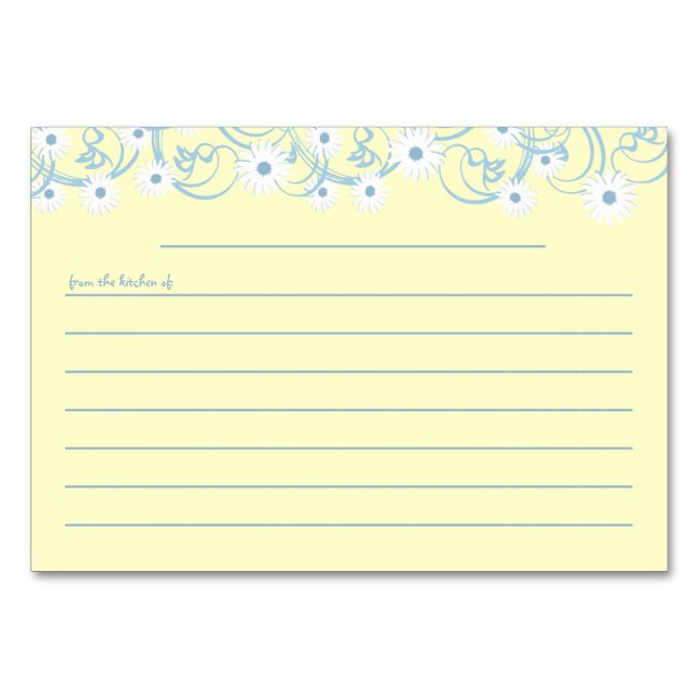 Mesa Tarjeta de Receta Azul Daisy Garden (Anverso)