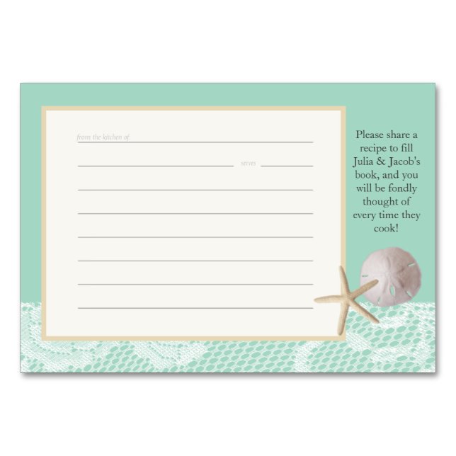 Mesa Tarjeta de receta de Beach Romance Seafoam (Anverso)
