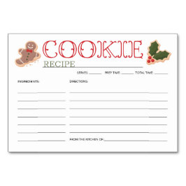 Mesa Tarjeta de receta de Fiesta Cookie para navidades