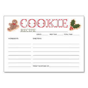 Mesa Tarjeta de receta de Fiesta Cookie para navidades