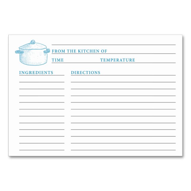 Mesa Tarjeta de receta de la ducha de la cocina blanca  (Anverso)