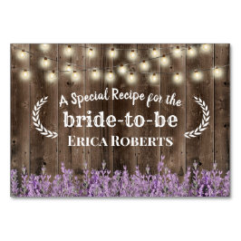 Mesa Tarjeta de receta | Madera rugosa floral de lavand