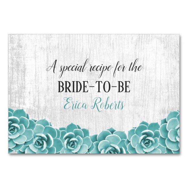 Mesa Tarjeta de receta | Rústico Suculento Floral Elega (Anverso)