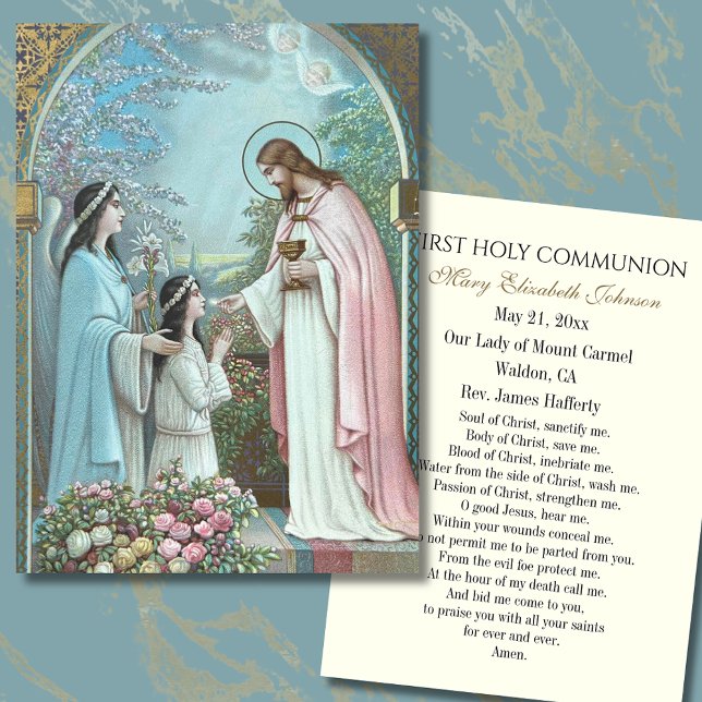 Mesa Tarjeta de recuerdo católica de comunión de niña (Subido por el creador)