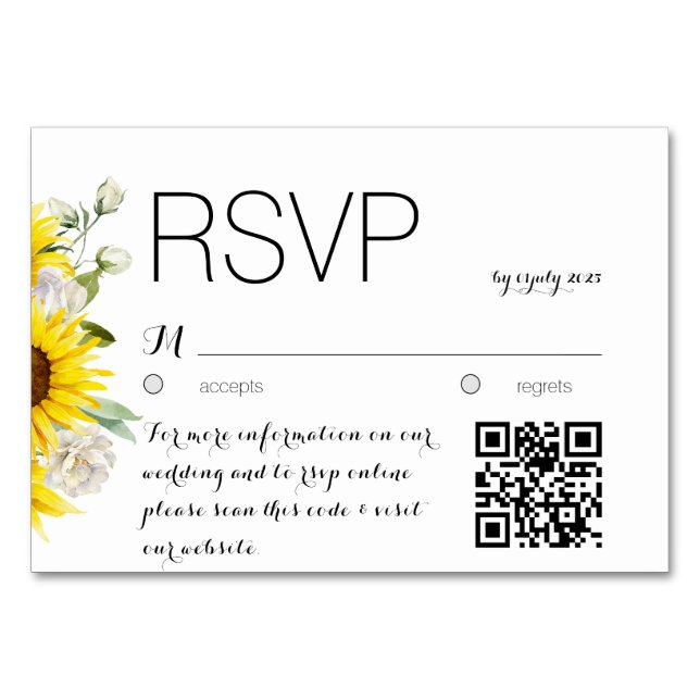 Mesa Tarjeta de respuesta de boda con código QR de gira (Anverso)