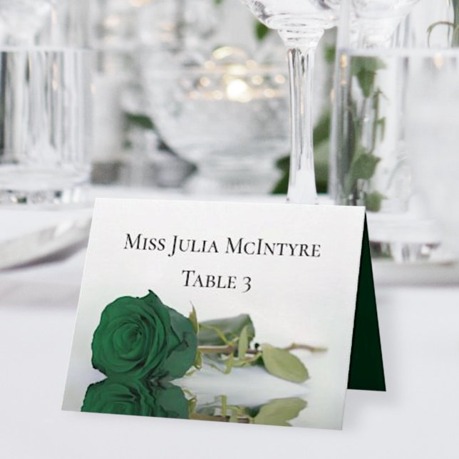 Mesa Tarjeta de Rosa verde esmeralda Boda DIY Fold Plac (Subido por el creador)