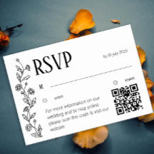 Tarjeta de RSVP botánico minimalista Daisy Line Ar
