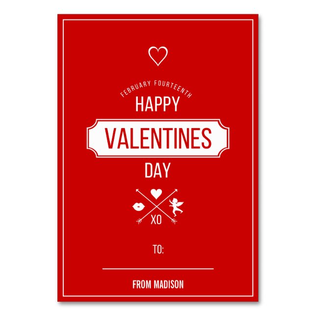 Mesa Tarjeta de San Valentín de San Valentín de Símbolo (Anverso)