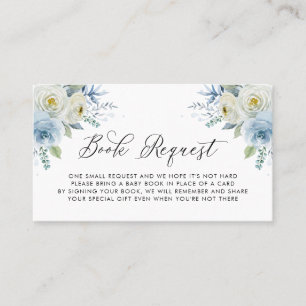 Mesa Tarjeta de solicitud de Baby Shower Floral azul y