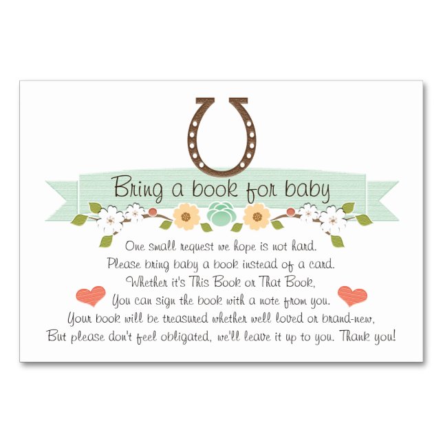 Mesa Tarjeta de solicitud de libros para bebés Mint Wes (Anverso)