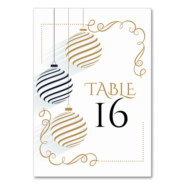 Mesa Tarjeta de tabla boda | Baubles modernos de negro  (Anverso)