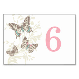 Mesa Tarjeta de tabla boda crema rosa de mariposas gráf