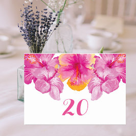 Mesa Tarjeta de tabla Boda floral de Hibiscus Brushed