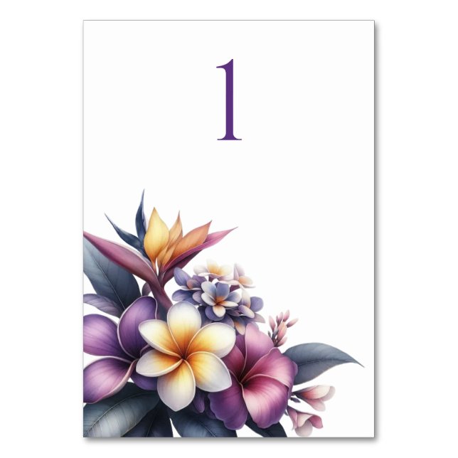 Mesa Tarjeta de tabla Boda-floral tropical (Anverso)