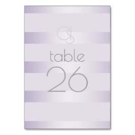 Mesa Tarjeta de tabla boda | Lilac Shimmer Stripe Monog