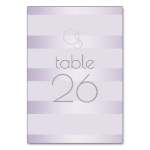 Mesa Tarjeta de tabla boda   Lilac Shimmer Stripe Monog